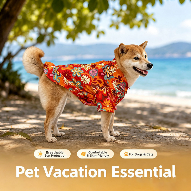 Floral Polyester Breathable Quick Dry Beach Shirt For Large Dogs