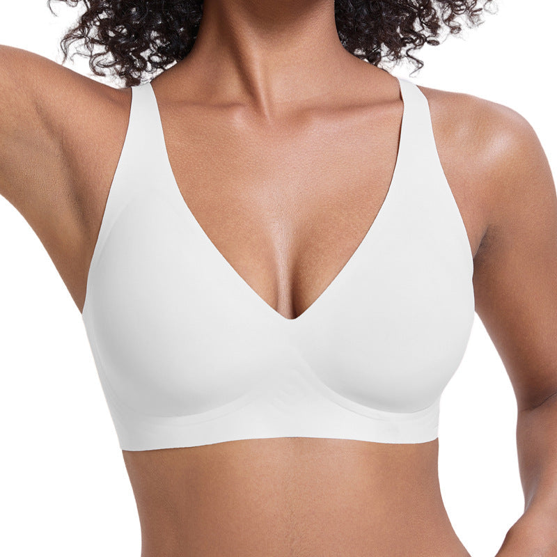 🏆 Last Day Special Price! 💐Jelly Wireless Womens Comfortable Wireless Bras Push Up Bralettes Seamless Tshirts Bras Deep V Everyday Bras
