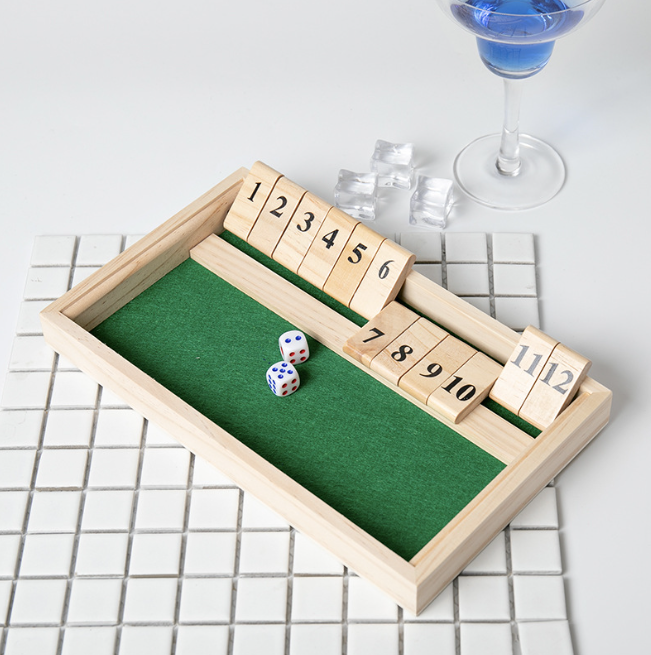 Wooden Board Game-Classic Family Board Game for 2-4 Players, Dice Rolling Math Game