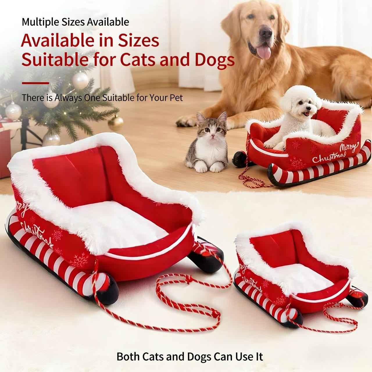 Christmas Sleigh Pet Bed — A Cozy Holiday Nest for Pets