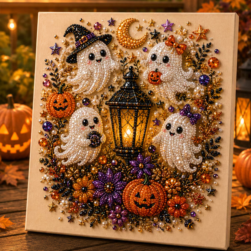 ⚡50K+ SOLD!🎃🧘Relaxing & Beginner-Friendly 🎨💎Halloween Ghost Pearl Art DIY Kit