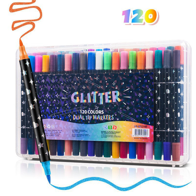 ✨ Time‑Limited Offer ⚡Dual-Tip Glitter Markers Set – 24/48/72/96 Colors Shimmering Art Pens with Fine & Brush Tips, Quick-Drying Water-Based Ink