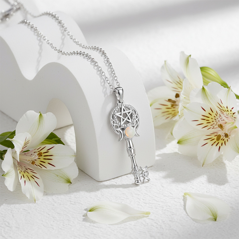 Luminous Opal Key Necklace