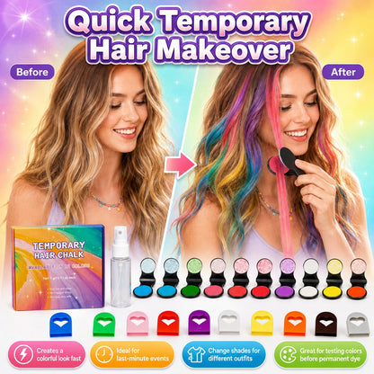 🤑 Unbeatable Savings Only $18.99 ✨12-Color Temporary Hair Chalk Applicator Set for Kids & Adults