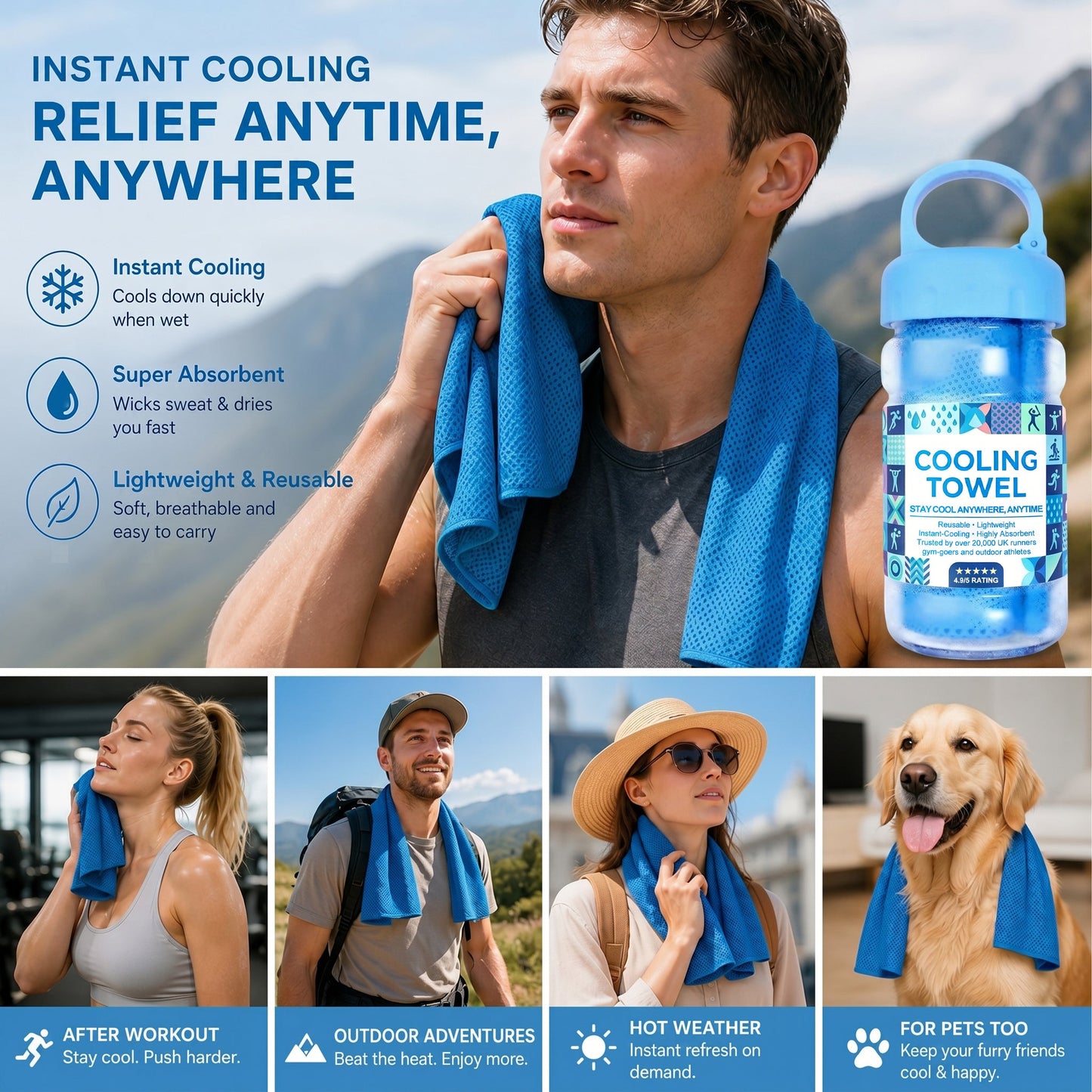 🔥2026 Summer Hot Sale - BUY 1 GET 1 FREE!!⚡50K+ SOLD!❄️Cold Sweat Towel You Can Use Anywhere, Anytime! Reusable Soft Absorbent Cooling Portable– UK Ready! 🇬🇧