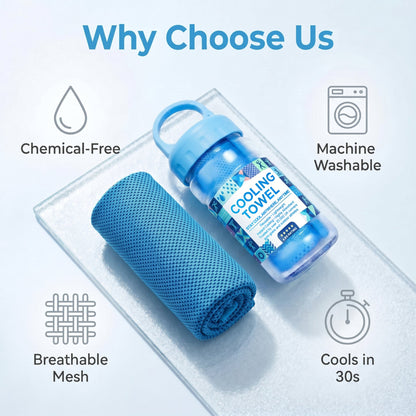 🎁❄️Last Day Buy 1 Get 1 Free (Each only ￡3.49)❄️Cold Sweat Towel You Can Use Anywhere, Anytime! Reusable Soft Absorbent Cooling Portable