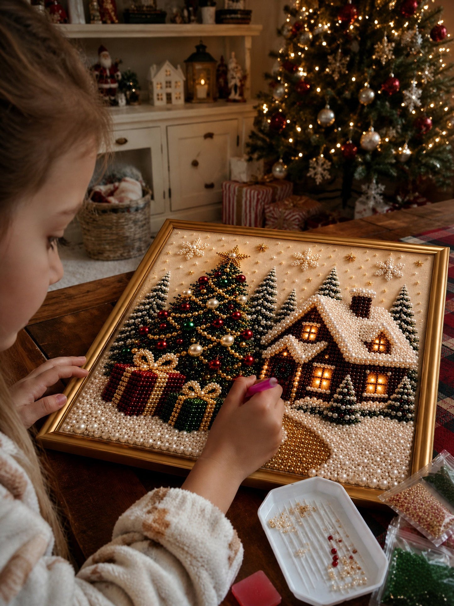 Premium 3D Pearl Christmas DIY Wall Art Kit