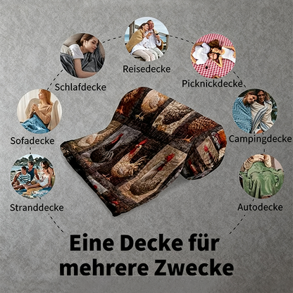 🎁🎄Weihnachtsverkauf - 49% Rabatt🐔Vintage Flanelldecke mit Hühnermuster