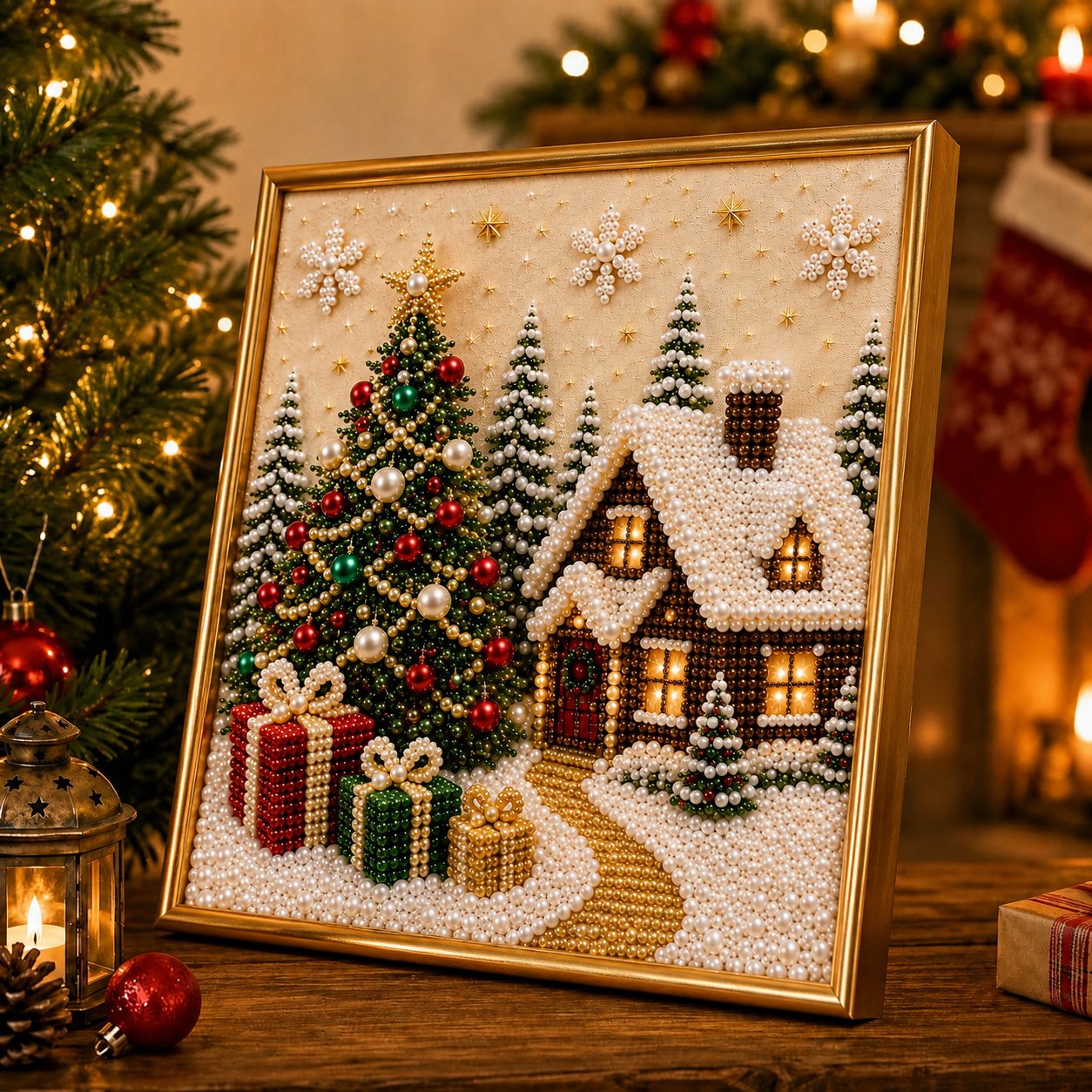 Premium 3D Pearl Christmas DIY Wall Art Kit