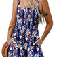 🏝️LAST DAY SALE 50% OFF💃Women's Summer Square Neck Sleeveless Loose Casual Short Smocked Romper