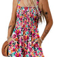 🏝️LAST DAY SALE 50% OFF💃Women's Summer Square Neck Sleeveless Loose Casual Short Smocked Romper
