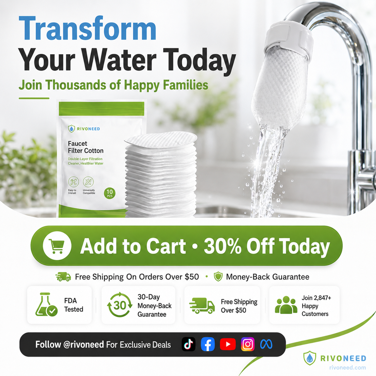 🥳2026 TOP-ANGEBOT🥳💞ÜBER 50.000 VERKÄUFE! 🚰💧 50% RABATT! Spritzschutz Küchenarmatur Baumwollfilter – Mehrlagige PP-Baumwolle entfernt Rost, Sedimente & Verunreinigungen. Schützt Ihr Leitungswasser – sauberer, sicherer, besserer Geschmack! 🛡️✨