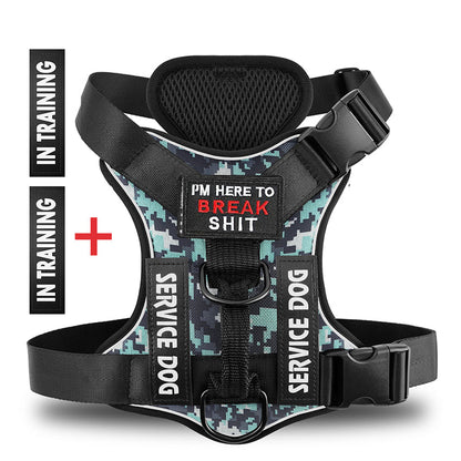 No Pull Reflective Tactical Vest Style Dog Harness For Outdoor Training Walking