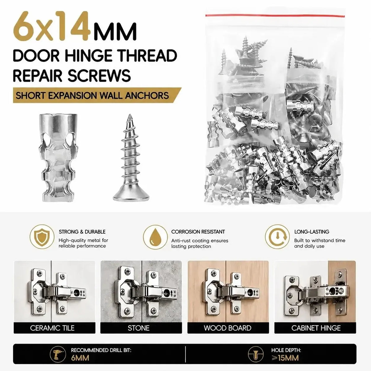 🛠️🔩 Kit de Anclajes Autoperforantes para Paneles de Yeso con Tornillos 🪨 Accesorios de Fijación de Pared de Fácil Instalación