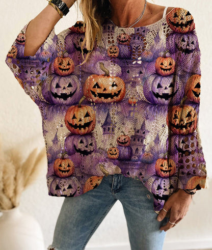 🎃Women's Halloween Loose Fit Batwing Knit Sweater🎁