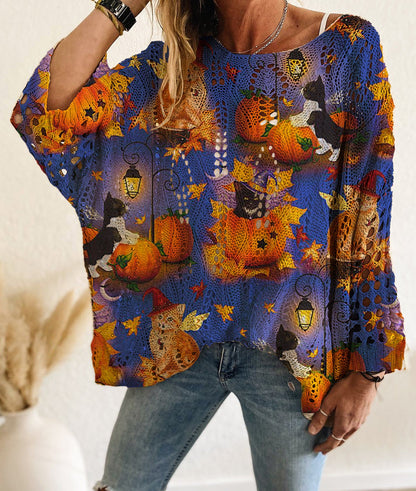 🎃Women's Halloween Loose Fit Batwing Knit Sweater🎁