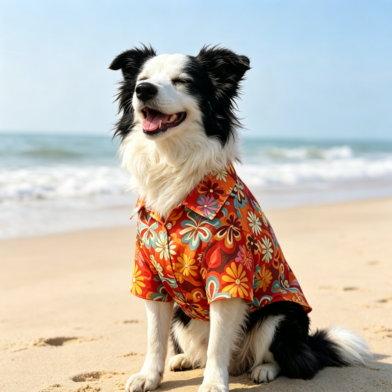 Floral Polyester Breathable Quick Dry Beach Shirt For Large Dogs