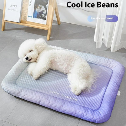 Gradient Ice Silk Pet Cooling Pad Washable Summer Mat For Dogs Cats Indoor Travel