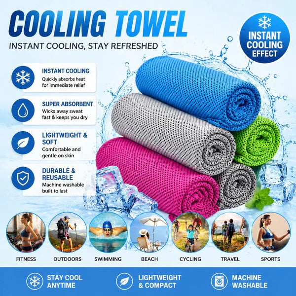 🎁Last Day Buy 1 Get 1 Free (Each only ￡3.49)🔥Cold Sweat Towel You Can Use Anywhere, Anytime! Reusable Soft Absorbent Cooling Portable
