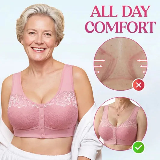 ⏳Hot Sale!!!🖤⏰Comfortable Wireless Front Closure Breathable Cotton Lifting Bra for Seniors