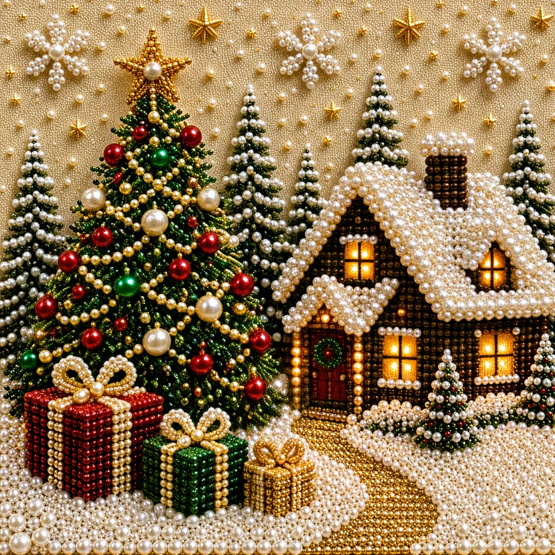 Framed Christmas Pearl Diamond DIY Art Kit