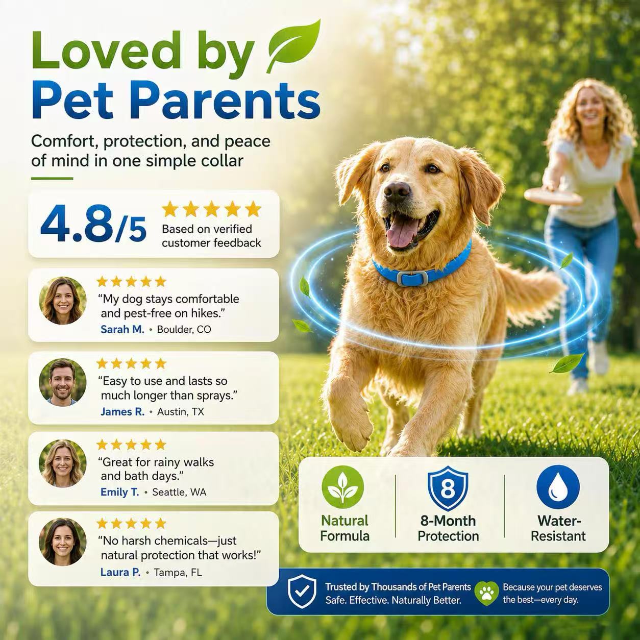 Natural Essential Oil Flea Collar Bug Repellent Collar For Dogs
