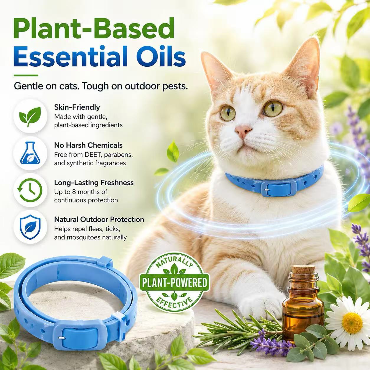 Natural Essential Oil Flea Collar Bug Repellent Collar For Dogs