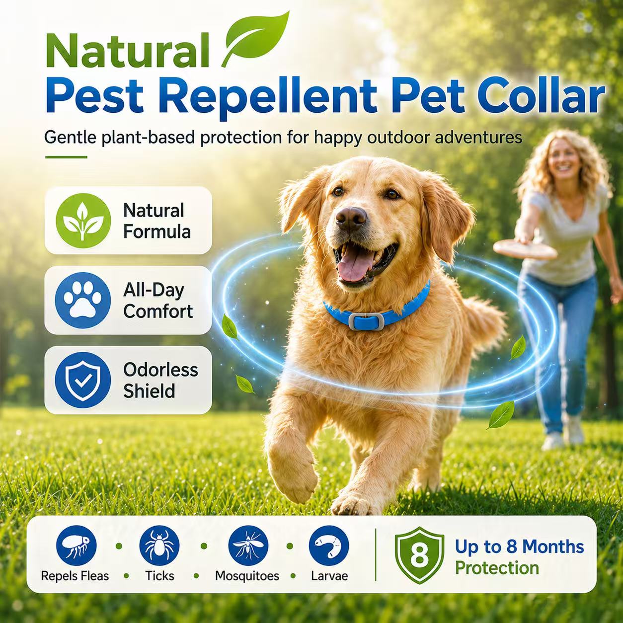 Natural Essential Oil Flea Collar Bug Repellent Collar For Dogs