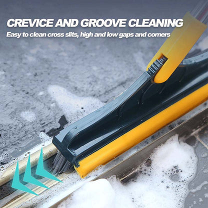 Voalsz Bodenschrubber, 3-in-1 Bodenschrubber mit 137 cm verstellbarem langem Griff und Schaber, robuste Bodenbürste mit steifen Borsten zum Reinigen von Dusche, Bad, Küche, Terrasse, Garage, Poolwänden und Terrassendielen, Orange&Weiß