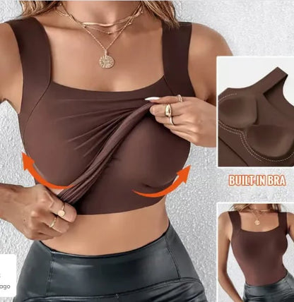 🏆Last Day Special Price💐Women's U Neck Tank Tops with Built-In Bra