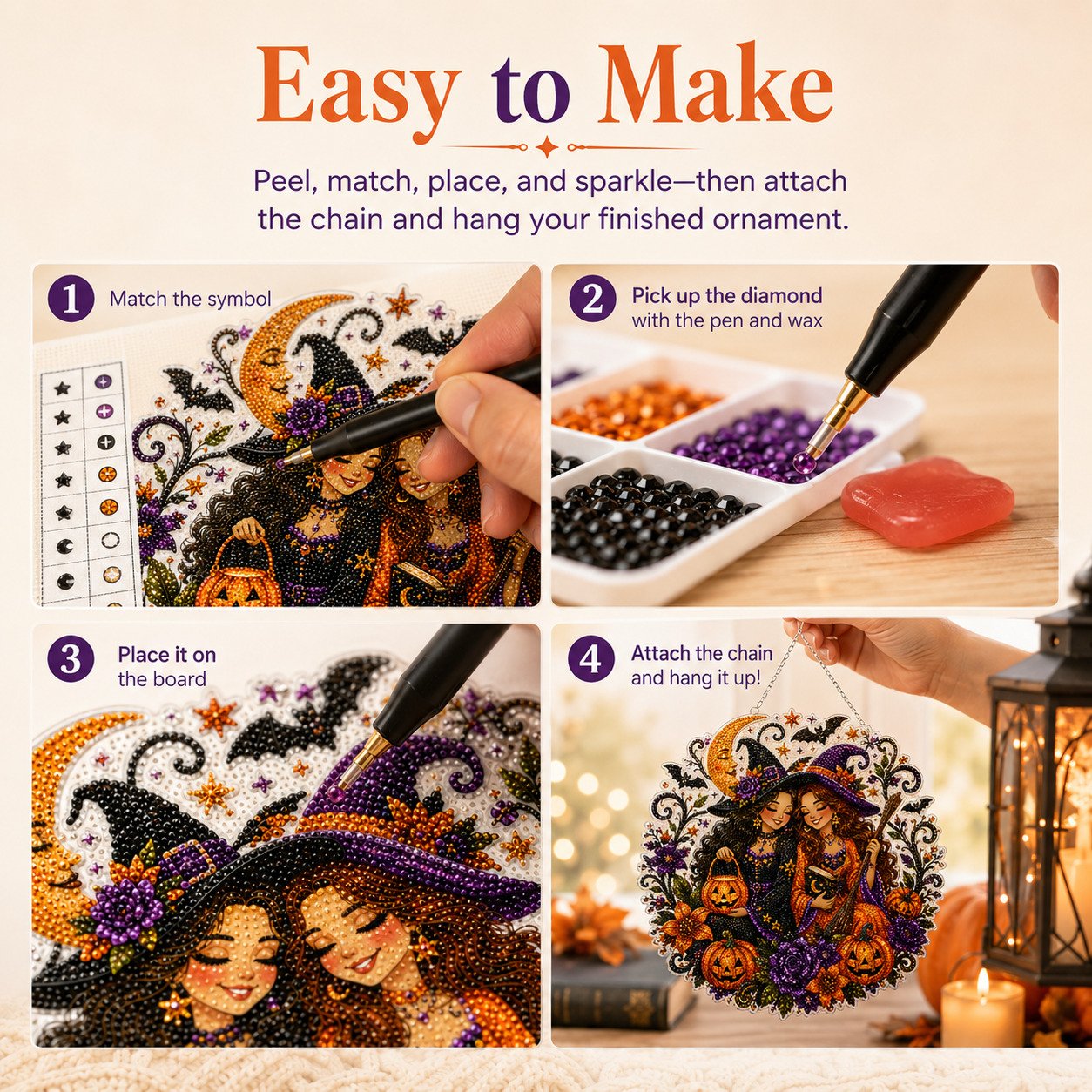 ⏰49% Off For Limited Time⏰Halloween Witch Diamond Art Suncatcher Gift Kit