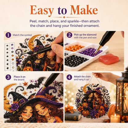 ⏰49% Off For Limited Time⏰Halloween Witch Diamond Art Suncatcher Gift Kit