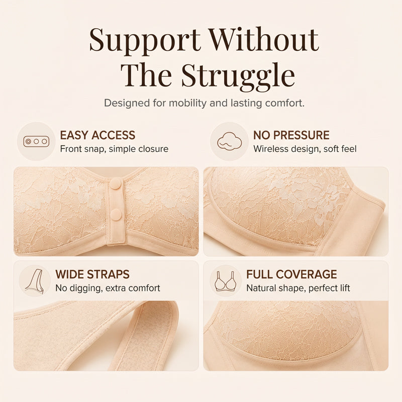 ⏳Hot Sale!!!🖤⏰Comfortable Wireless Front Closure Breathable Cotton Lifting Bra for Seniors
