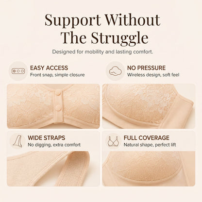 ⏳Hot Sale!!!🖤⏰Comfortable Wireless Front Closure Breathable Cotton Lifting Bra for Seniors