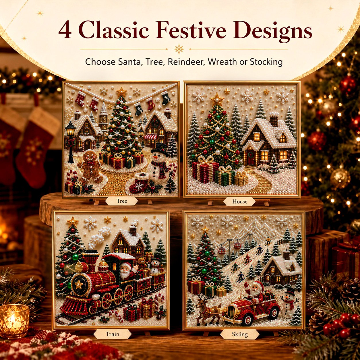 Premium 3D Pearl Christmas DIY Wall Art Kit