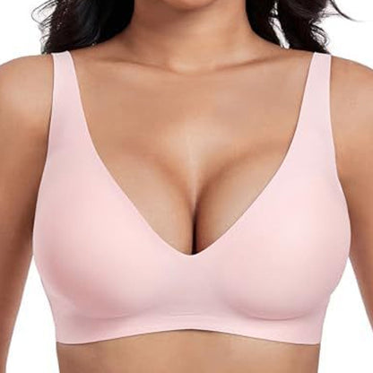 🏆 Last Day Special Price! 💐Jelly Wireless Womens Comfortable Wireless Bras Push Up Bralettes Seamless Tshirts Bras Deep V Everyday Bras