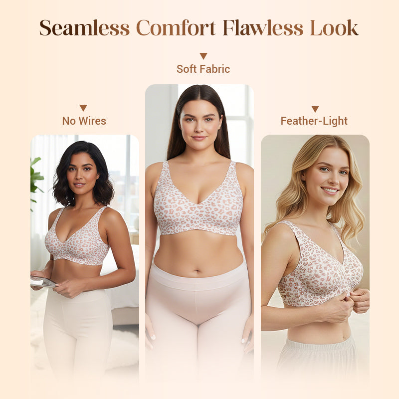 🎉Final 12 Hours🌸💕Jelly Wireless Womens Comfortable Wireless Bras Push Up Bralettes Seamless Tshirts Bras Deep V Everyday Bras