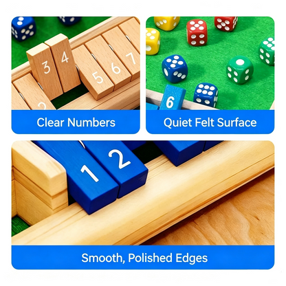 Wooden Board Game-Classic Family Board Game for 2-4 Players, Dice Rolling Math Game
