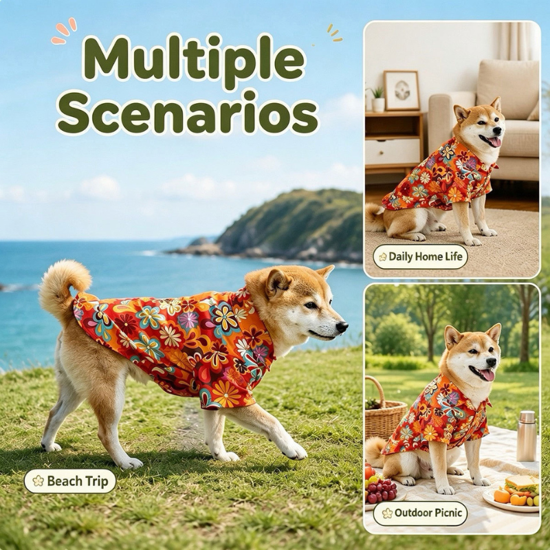 Floral Polyester Breathable Quick Dry Beach Shirt For Large Dogs