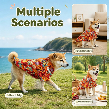 Floral Polyester Breathable Quick Dry Beach Shirt For Large Dogs