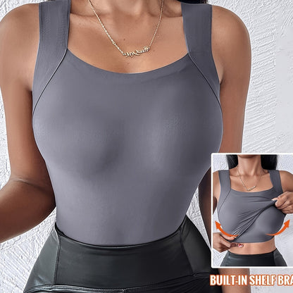 🏆Last Day Special Price💐Women's U Neck Tank Tops with Built-In Bra