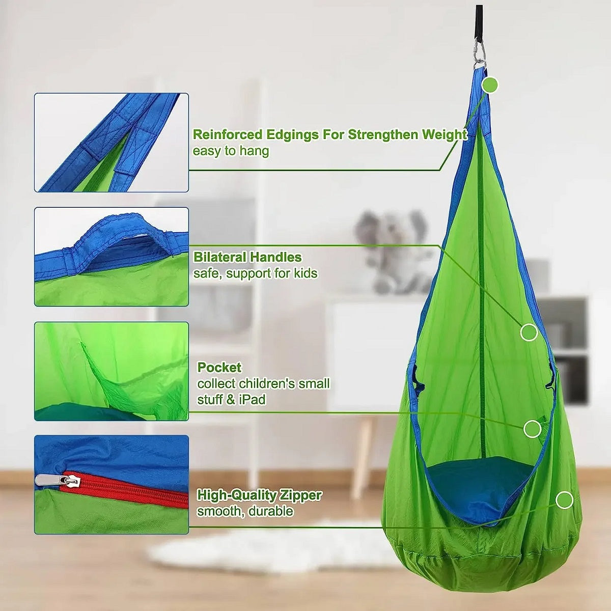 🛍️ Special Offer⏳Children's Hanging Hammock Chair with Inflatable Pillow