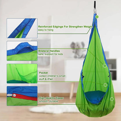 🛍️ Special Offer⏳Children's Hanging Hammock Chair with Inflatable Pillow