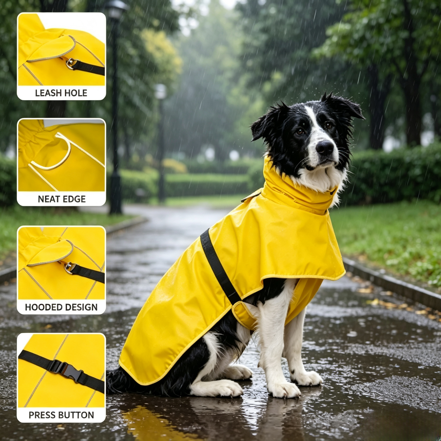 Waterproof Polyester Two Leg Raincoat For Medium Large Dogs