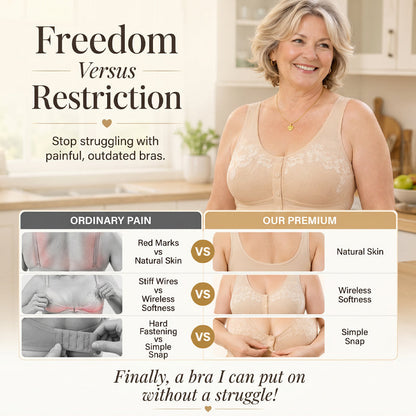 ⏳Hot Sale!!!🖤⏰Comfortable Wireless Front Closure Breathable Cotton Lifting Bra for Seniors