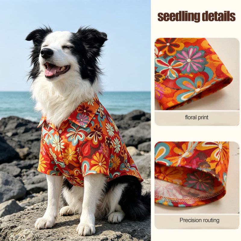Floral Polyester Breathable Quick Dry Beach Shirt For Large Dogs