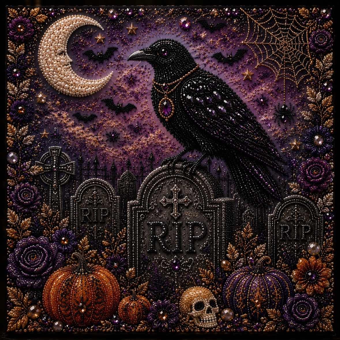 Ghost Pumpkin 3D Pearl Mosaic DIY Art Kit