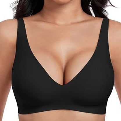 🎉Final 12 Hours🌸💕Jelly Wireless Womens Comfortable Wireless Bras Push Up Bralettes Seamless Tshirts Bras Deep V Everyday Bras