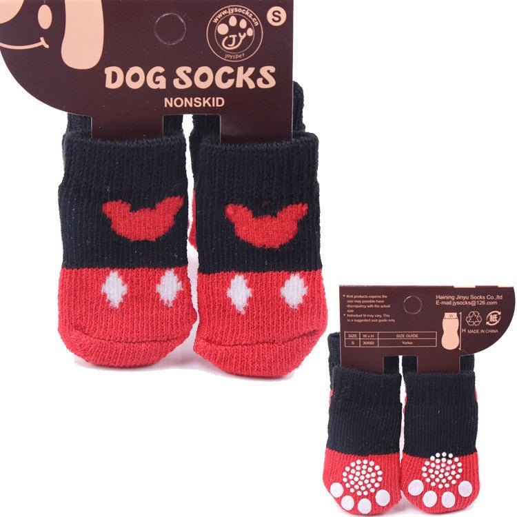 4pcs Cartoon Printed Warm Dog Socks