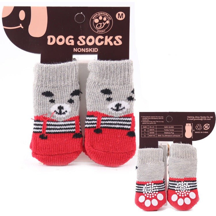 4pcs Cartoon Printed Warm Dog Socks